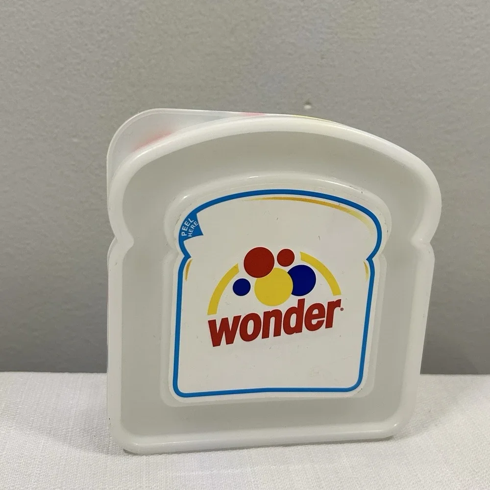 Vintage Wonder Bread Shaped Sandwich‎ Keeper Storage Container Logo Lunchbox